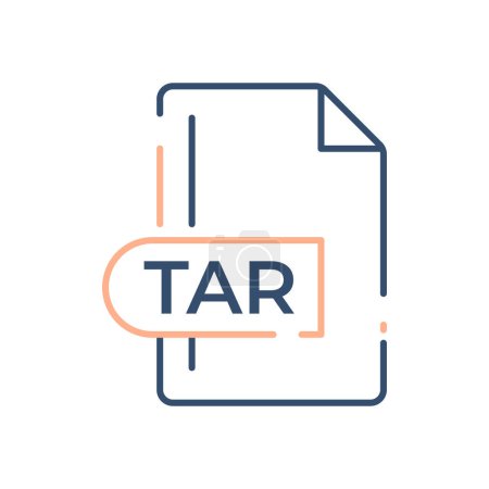 TAR File Format Icon. TAR extension line icon.