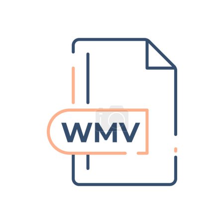 Icône Format de fichier WMV. icône de ligne d'extension WMV.