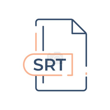 SRT Icono de formato de archivo. Icono de línea de extensión SRT.