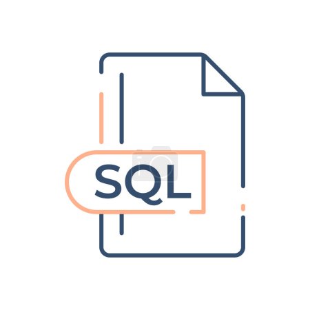 Icono de formato de archivo SQL. Línea de extensión SQL icono.
