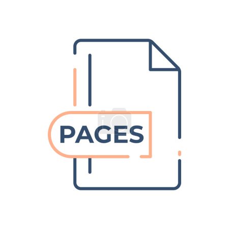 PAGES File Format Icon. PAGES extension line icon.