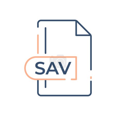 SAV File Format Icon. SAV extension line icon.