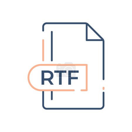 RTF File Format Icon. RTF extension line icon.