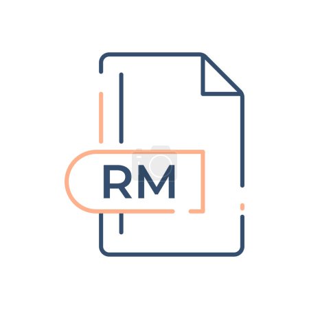 RM File Format Icon. RM extension line icon.