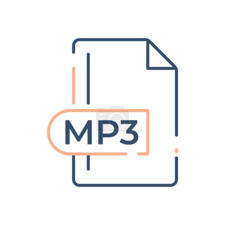 MP3 File Format Icon. MP3 extension line icon.