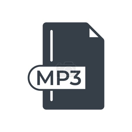 MP3 File Format Icon. MP3 extension filled icon.