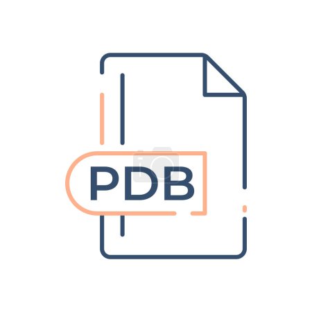 PDB File Format Icon. PDB extension line icon.
