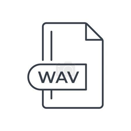 Format de fichier WAV Icône. icône de ligne d'extension WAV.