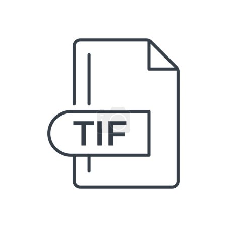Illustration for TIF File Format Icon. TIF extension line icon. - Royalty Free Image