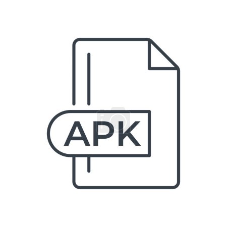 Format de fichier APK Icône. icône de ligne d'extension APK.