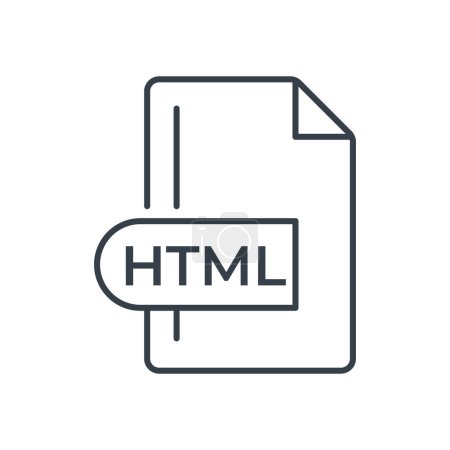 HTML Icon. HTML File Format extension line icon.