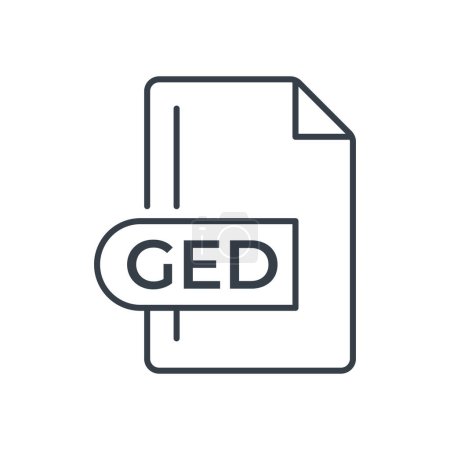 Illustration for GED Icon. GED File Format extension line icon. - Royalty Free Image