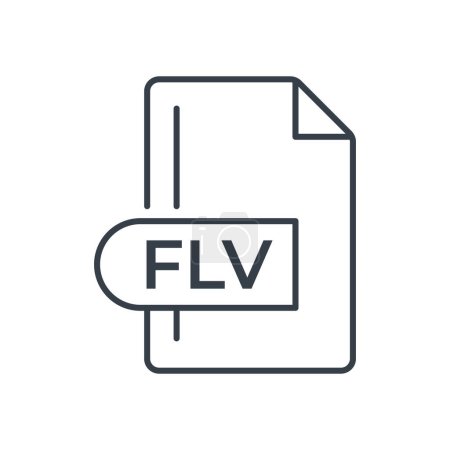 FLV File Format Icon. FLV extension line icon.