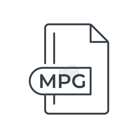 Téléchargez les illustrations : Format de fichier MPG Icône. icône de ligne d'extension MPG. - en licence libre de droit