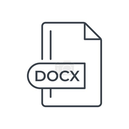 DOCX Icono de formato de archivo. DOCX icono de línea de extensión.