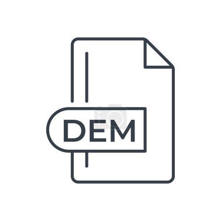 DEM File Format Icon. DEM extension line icon.