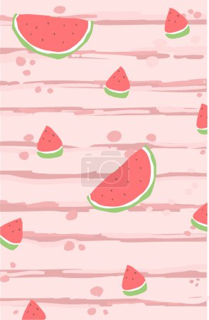 Illustration for Wallpaper of watermelon motifs on soft color background - Royalty Free Image