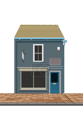 Téléchargez les photos : Boutique avec un grand bâtiment bleu au design classique - en image libre de droit