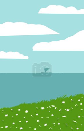 Téléchargez les photos : Bleu mer et ciel comme arrière-plan pour les livres d'histoires pour enfants - en image libre de droit