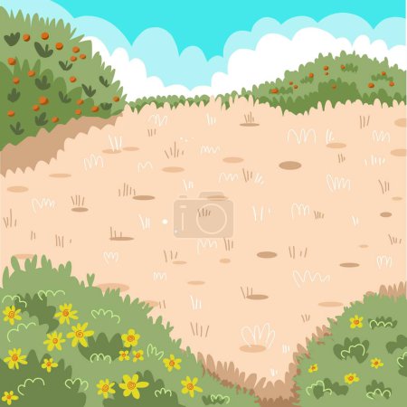 Téléchargez les photos : Fond de champ de gazon avec des buissons autour d'elle untuk buku cerita - en image libre de droit