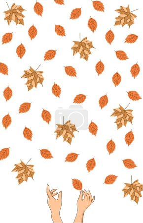 Téléchargez les photos : Mains tenant des feuilles sèches en automne - en image libre de droit
