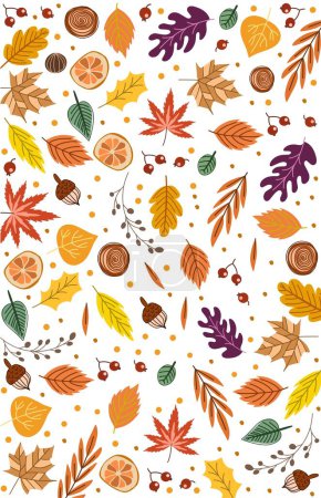 Téléchargez les photos : Wallpaper of various types of dry leaves in autumn on white - en image libre de droit