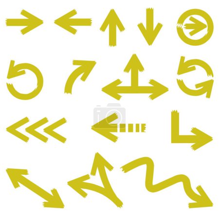 Illustration for Set of Yellow arrow symbols like tape - Royalty Free Image