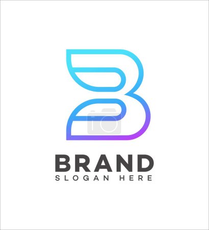 B Carta Logo Plantilla icono
