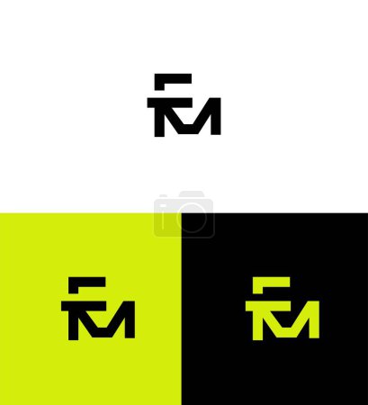 Modèle de symbole de signe d'identité de logo de lettre FM, MF