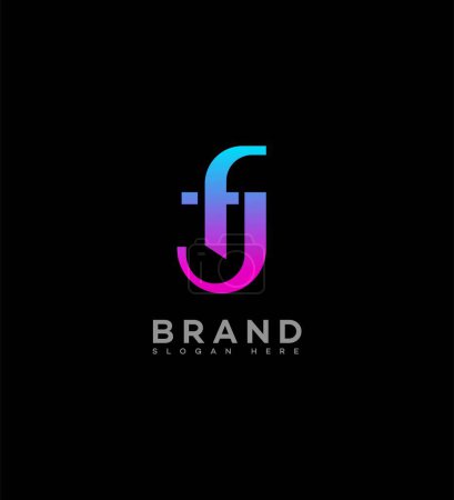 Modèle de symbole de signe d'identité de logo de lettre de FJ, JF