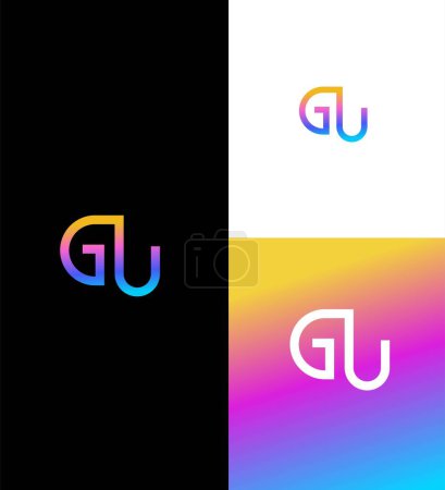 GU, Carta UG Plantilla de símbolo de signo de identidad de logotipo