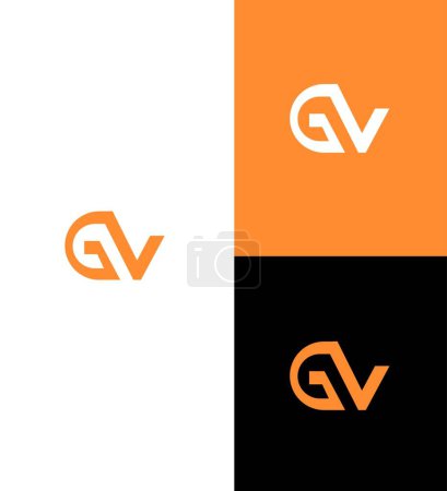 Modèle de symbole de signe d'identité de logo de lettre de GV, VG
