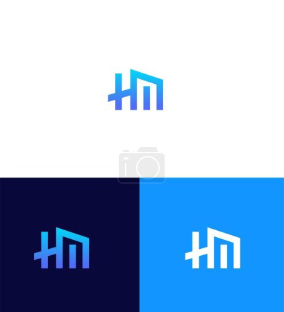 Modèle de symbole de signe d'identité de logo de lettre de HM, MH