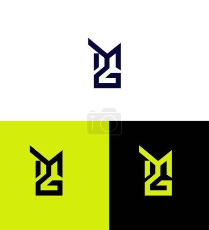 MG, GM Lettre Modèle de symbole de signe d'identité de logo