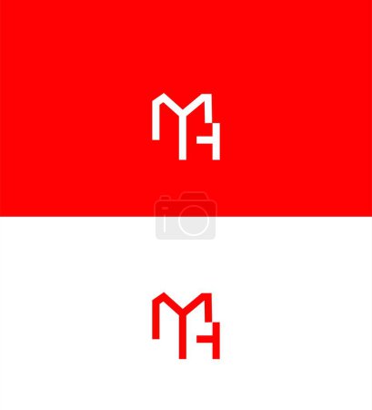 Modèle de symbole de signe d'identité de logo de lettre de MH, HM