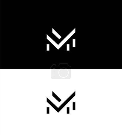 Modèle de symbole de signe d'identité de logo de lettre de MM
