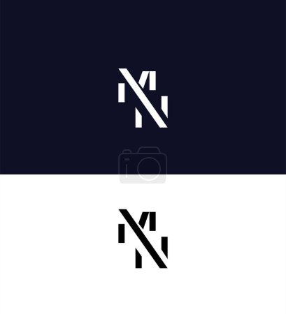 Modèle de symbole de signe d'identité de logo de lettre de MN, NM