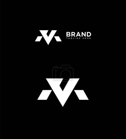 Plantilla de símbolo de signo de identidad de logotipo de carta MV, VM