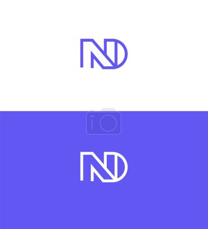 Modèle de symbole de signe d'identité de logo de lettre de ND, DN