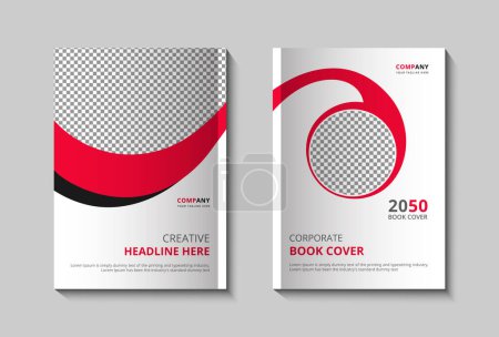 red commercial annual report template and company profile cover