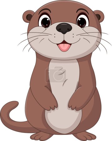 Niedliche Otter Cartoon auf weißem Hintergrund
