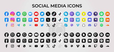 Ilustración de Paquete de iconos de redes sociales. Colección vectorial con diferentes orígenes y tipos. Completamente editable. - Imagen libre de derechos