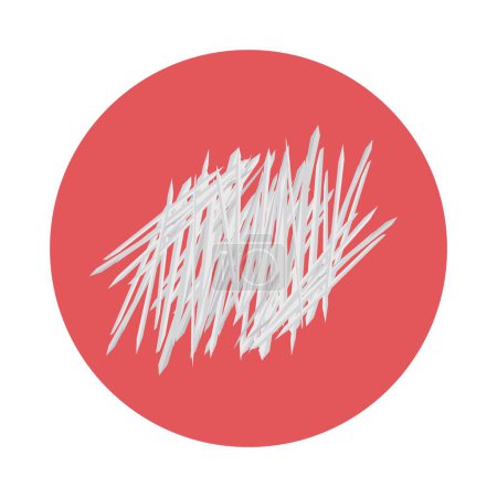 Illustration abstraite de lignes blanches enchevêtrées sur un fond circulaire rouge, symbolisant le chaos, le stress ou la confusion. Idéal pour les concepts d'anxiété, de santé mentale, de troubles ou de stress d'entreprise.