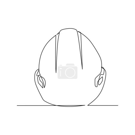 Illustration for One continuous single line of safety helmet isolated on white background. - Royalty Free Image