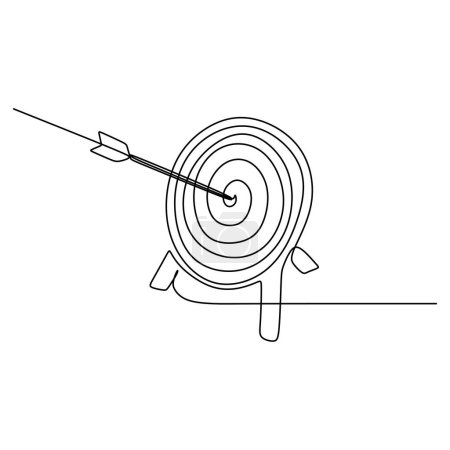 Téléchargez les illustrations : Une seule ligne continue de flèches et de cibles isolées sur fond blanc. - en licence libre de droit