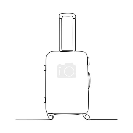 Ilustración de Una sola línea continua de maleta aislada sobre fondo blanco. - Imagen libre de derechos
