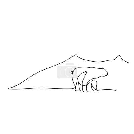 Téléchargez les illustrations : Une seule ligne continue d'ours polaires mignons isolés sur fond blanc. - en licence libre de droit