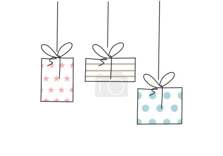 Illustration for Hand drawn gift boxes with bows and ribbons. vector illustration - Royalty Free Image