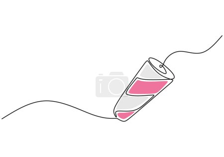Illustration for Party popper one line with ribbon and confetti.Congratulate and celebrate elements.Confetti logo.Continuous line party popper.Exploding cracker simple hand drawing icon - Royalty Free Image