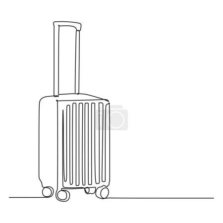 Téléchargez les illustrations : Une seule ligne continue de valise isolée sur fond blanc. - en licence libre de droit